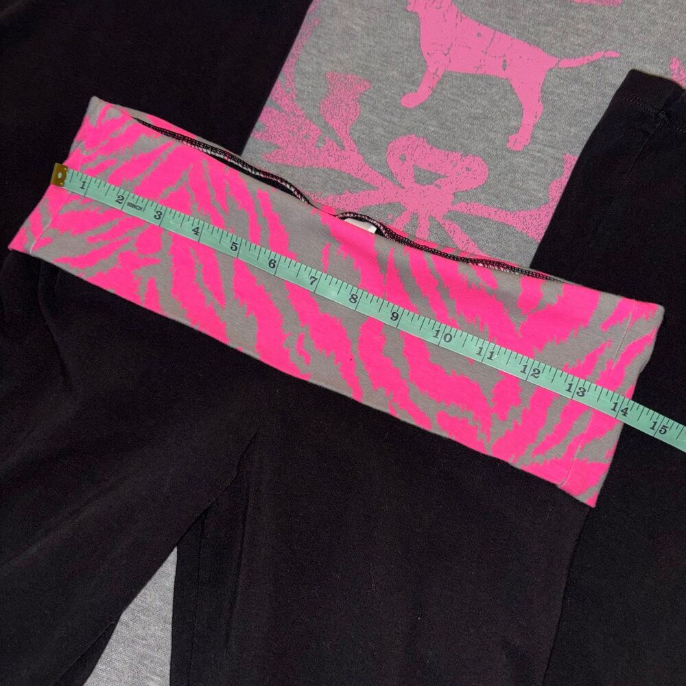 Victoria’s Secret Pink & Gray Zebra Tiger Stripe Foldover Flare Leggings Small - Picture 9 of 12